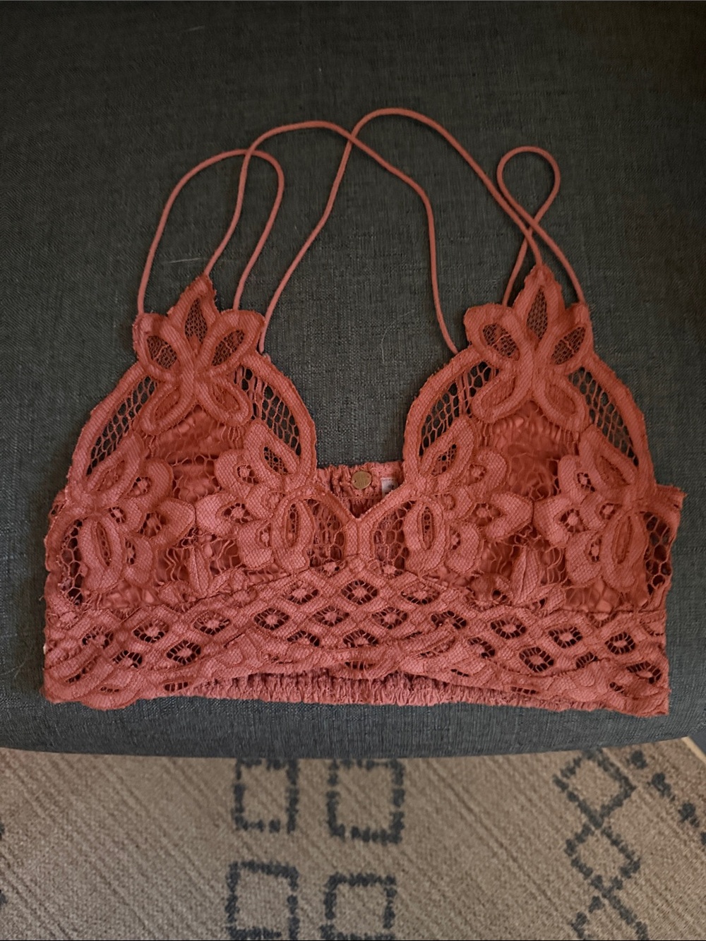 Free People Floral Lace Bralette in Rust Copper